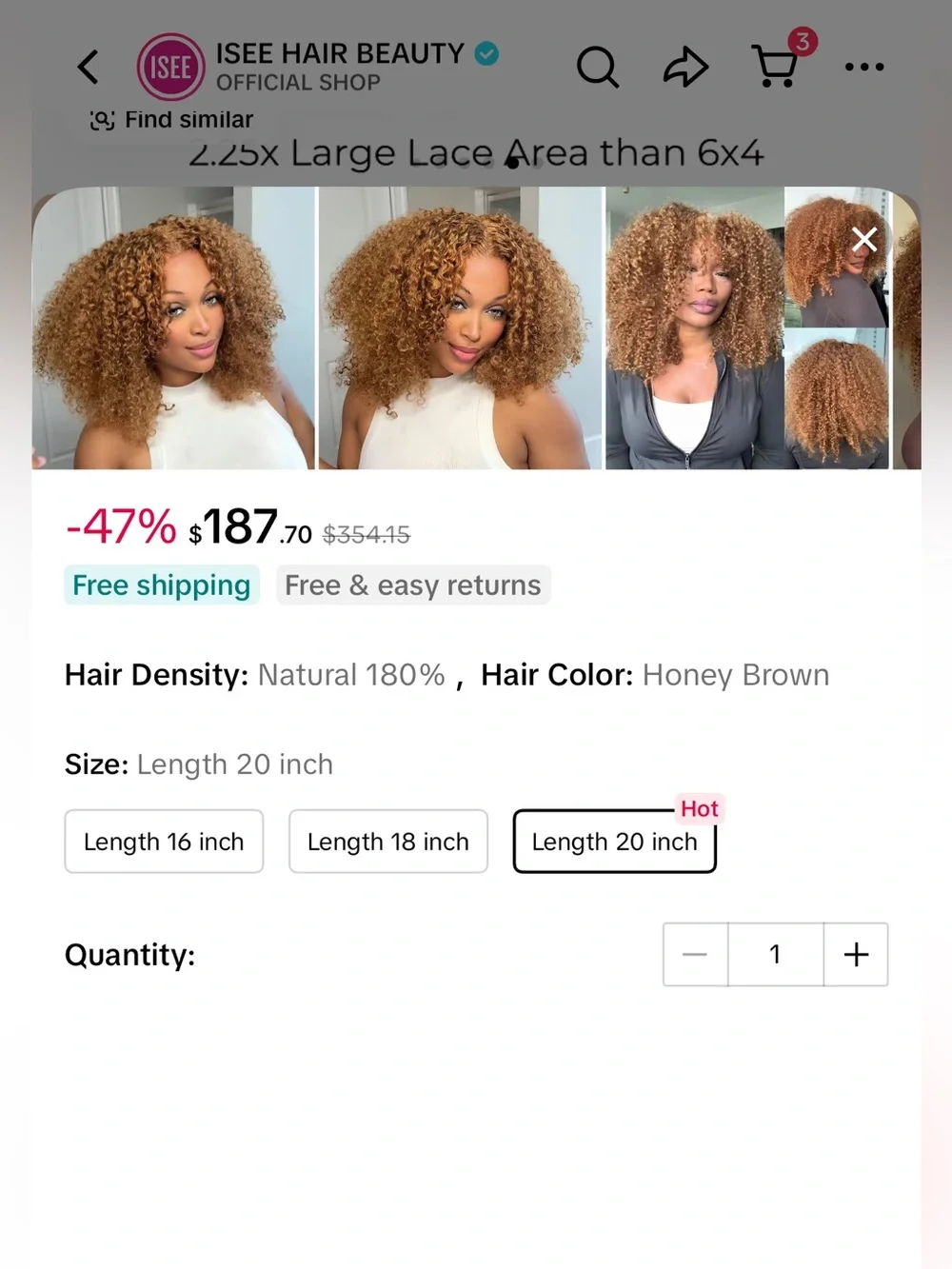 ISEE HAIR Honey Brown Kinky Curly Wig – 9x6 M-Cap Wear & Go Glueless  Wig